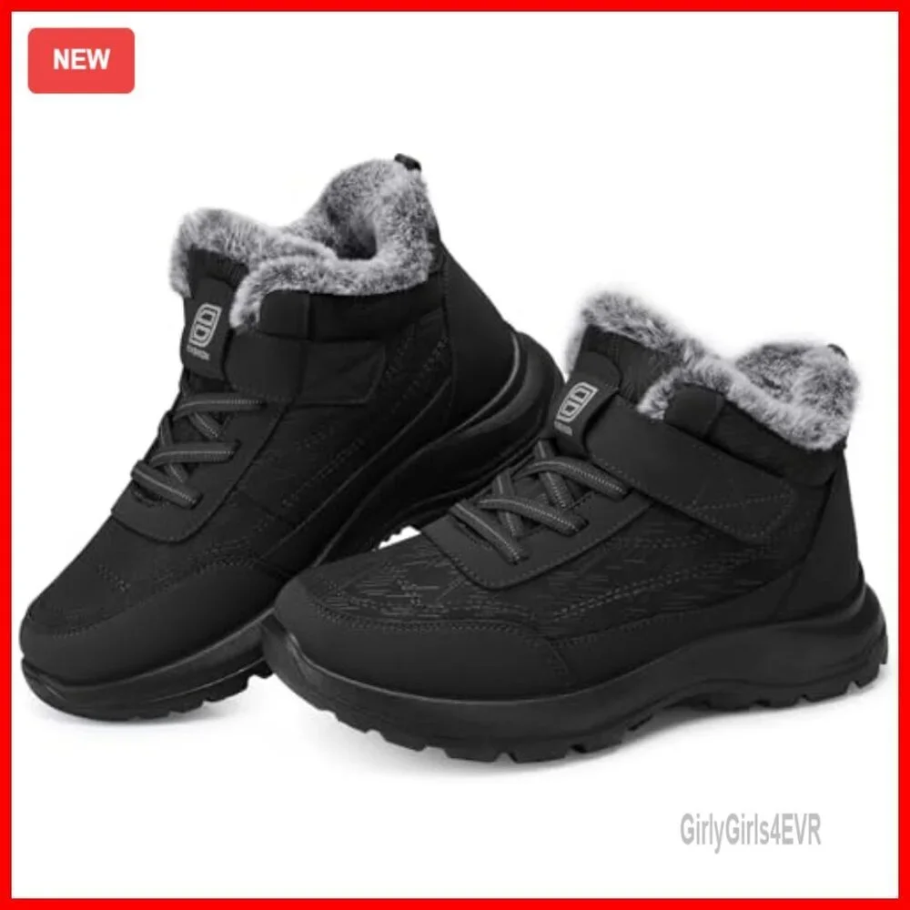 Women's Waterproof Snow Boots, Faux Fur Lined, Anti-Slip Winter Booties